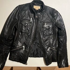 Michael Kors genuine leather biker jacket